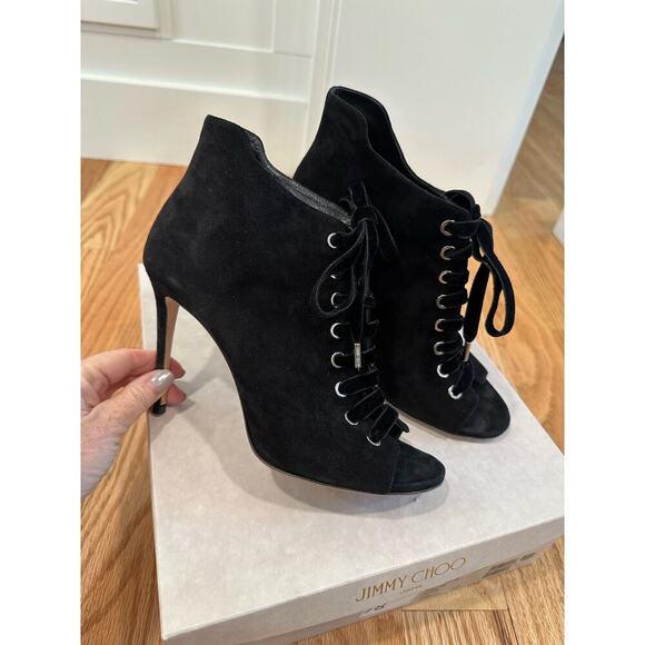 Jimmy Choo Mavy Suede Lace Up Booties - Picture 1 of 4